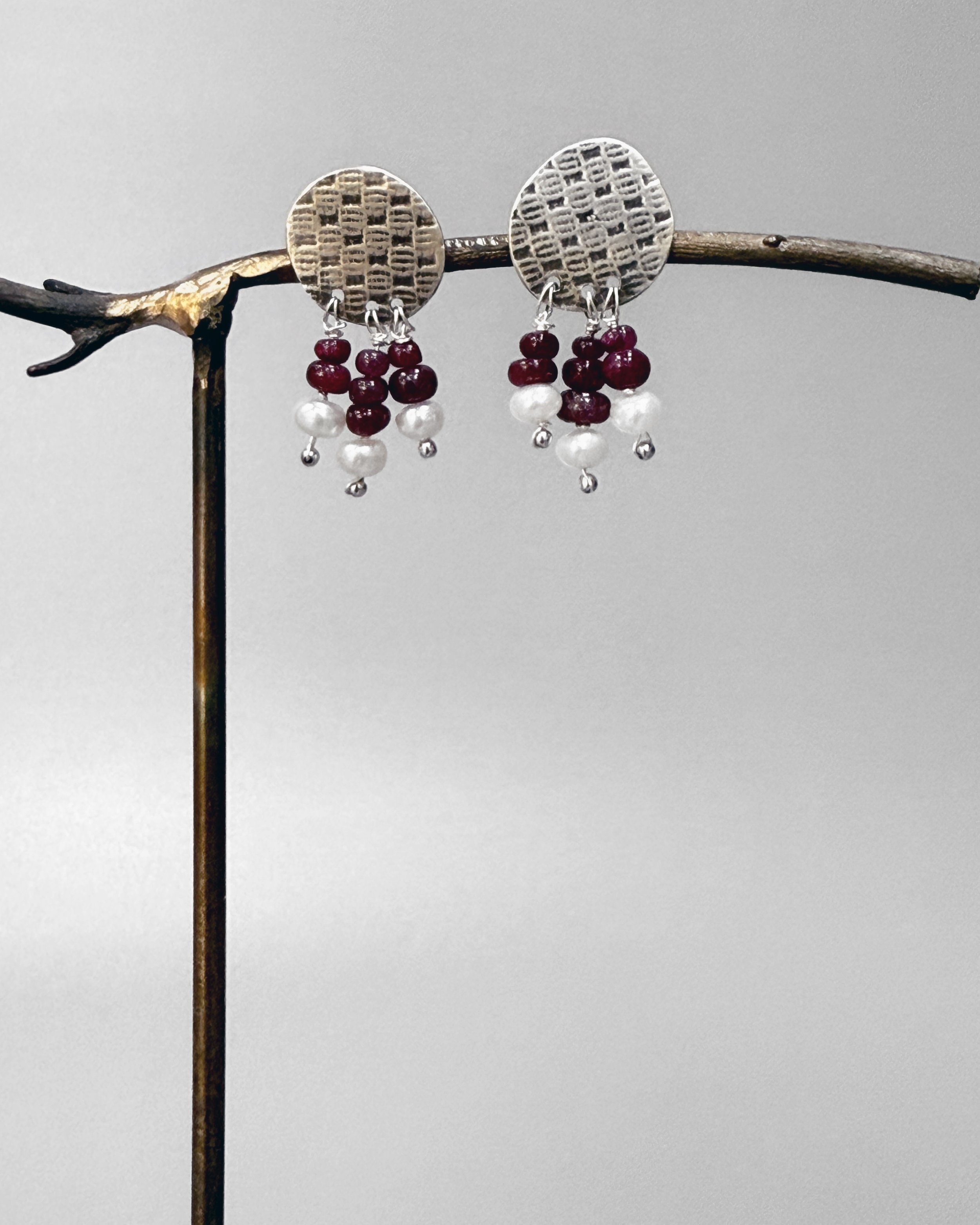 Pearl and Ruby earrings