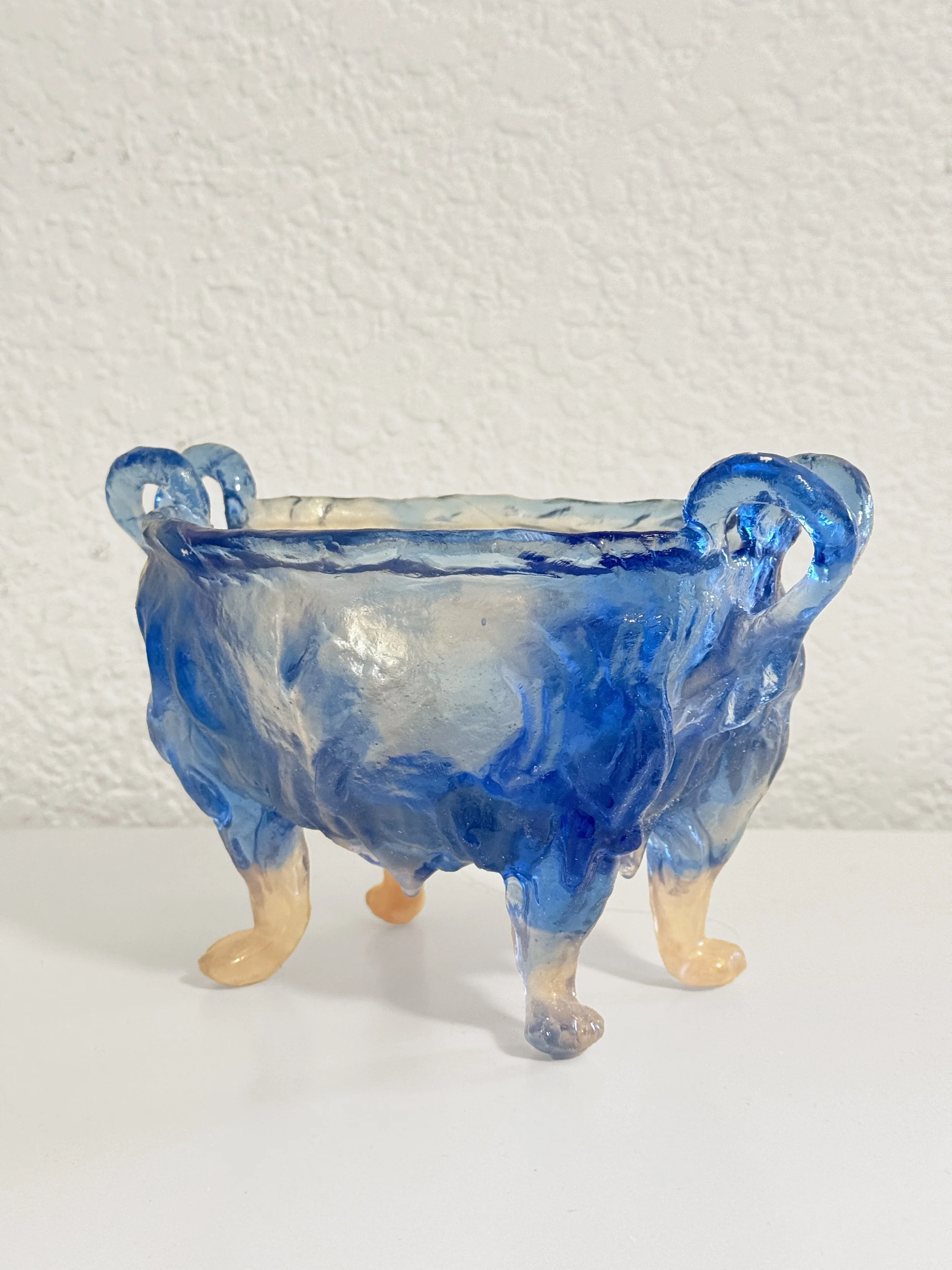Paw bowl #10, medium (white, blue)