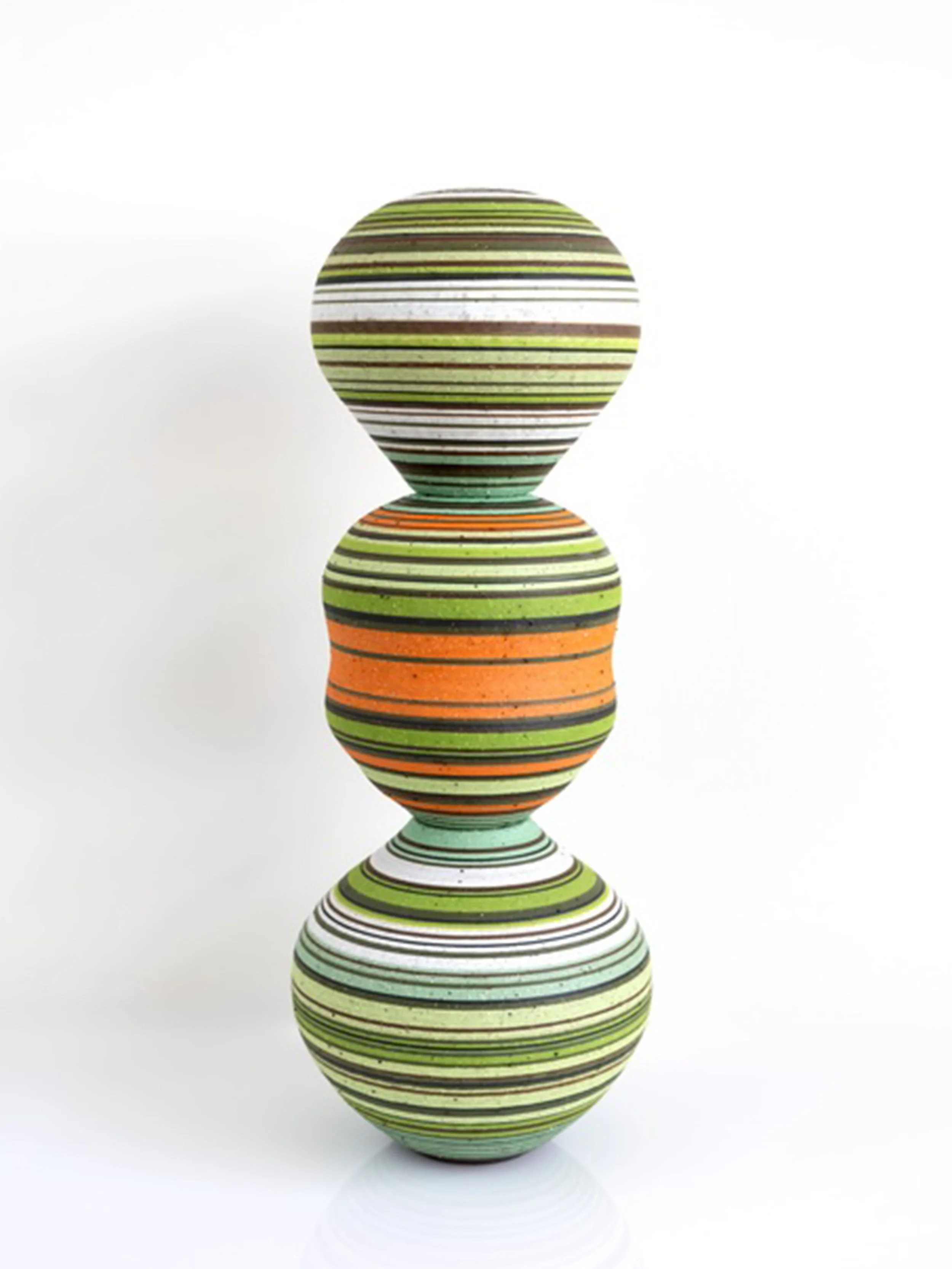 Rhythmic Forms Series, Stack (greens, oranges and chocolate)