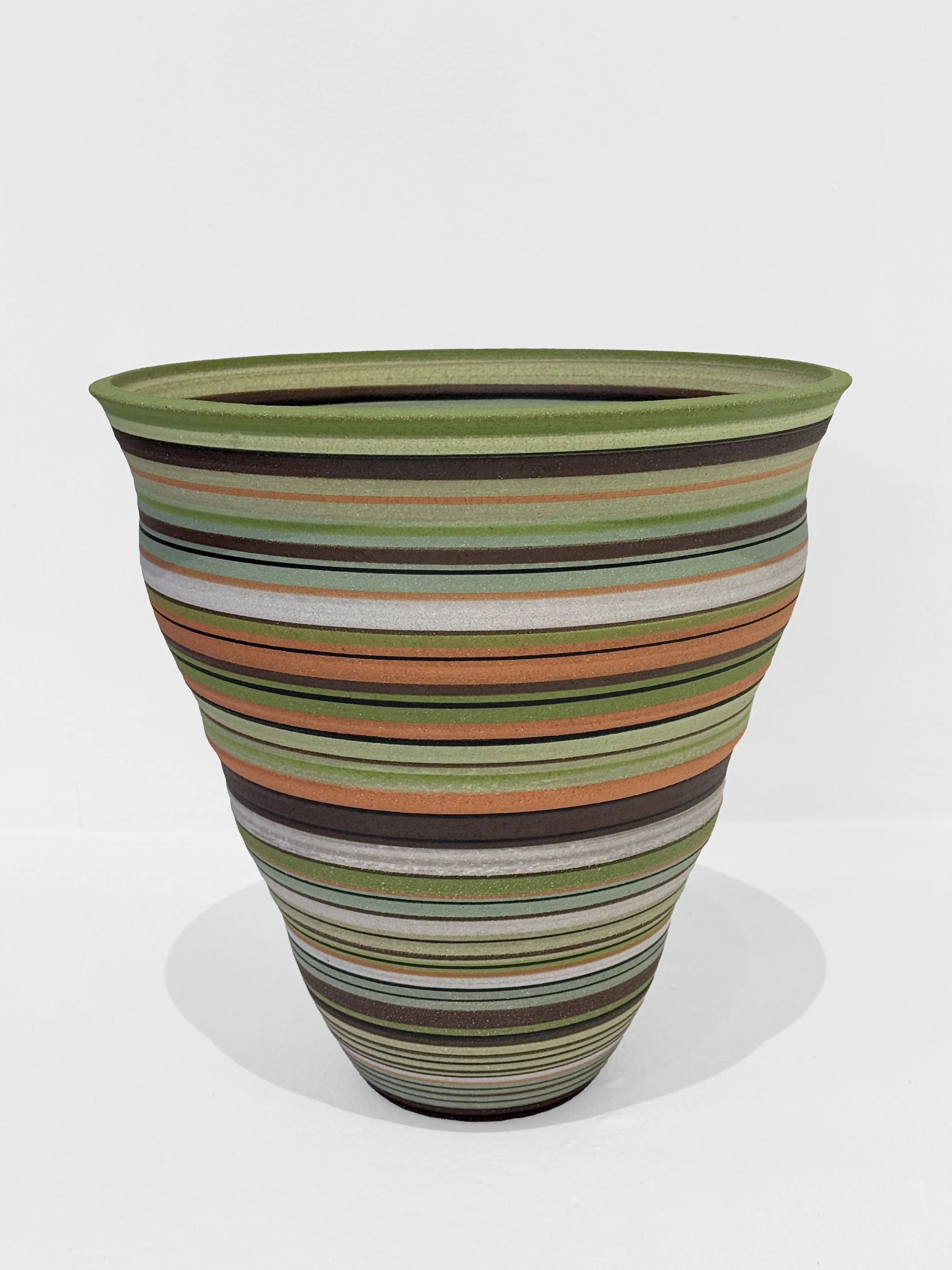 Rhythmic Forms Series, Large Bowl (greens, oranges and chocolate)