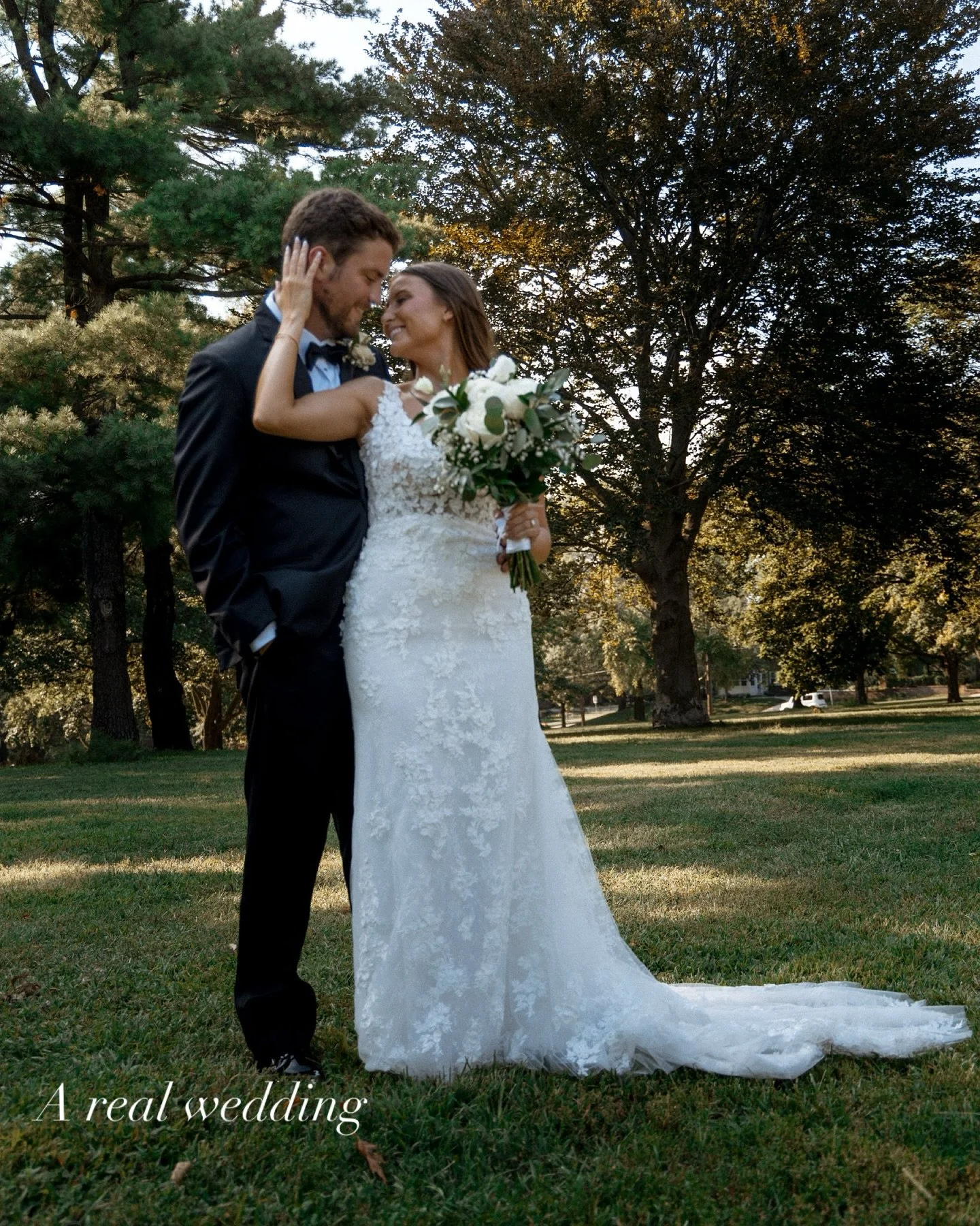 Your love story deserves to be captured exactly as it is, timeless, real and beautifully you🤍

dress: @rhylanlangbridal 
H: @salonforwomen 
MU: @pinkmatterbeauty 
Tux: @menswearhouse 
Flowers: @aflowerbasketralston 

#wedding #firstlook #cinematicwe