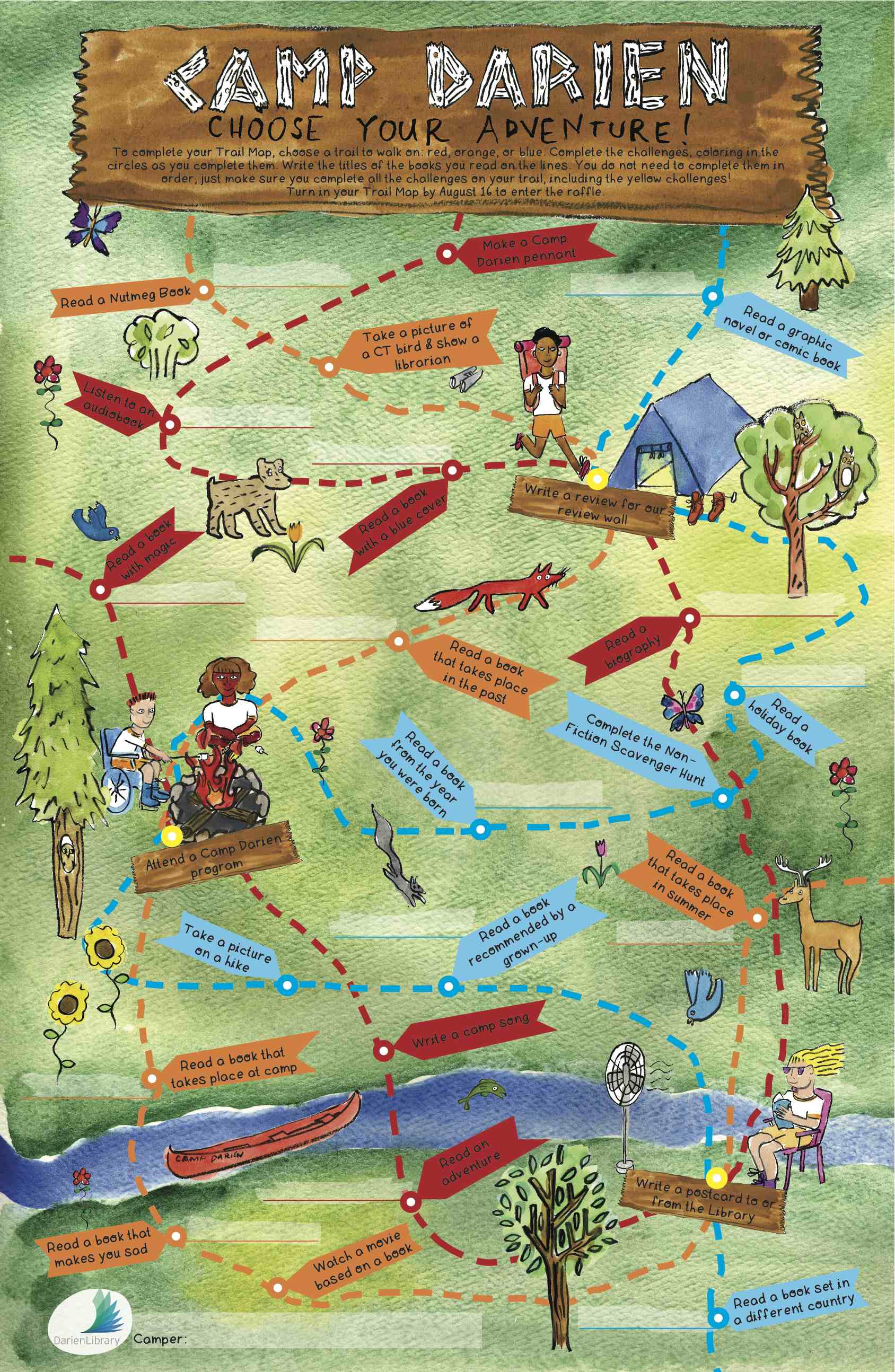 Trail Map for Darien Library's Summer Reading 2017