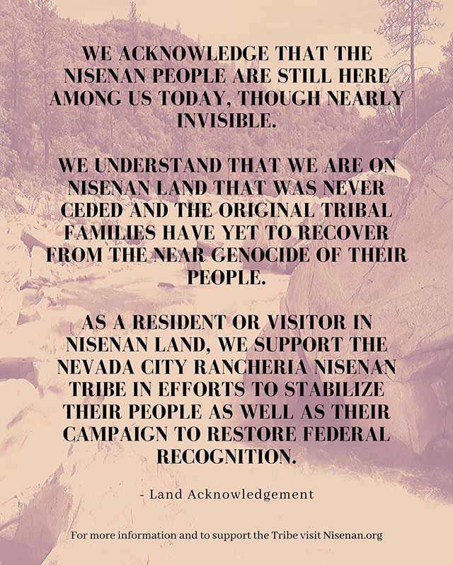 I&rsquo;m not going to be home for thanksgiving tomorrow, but I still support @nevadacityrancherianisenan  and you can too! They have an ancestral homelands reciprocity program that is great, and are currently doing a speaker series @nevada_county_li