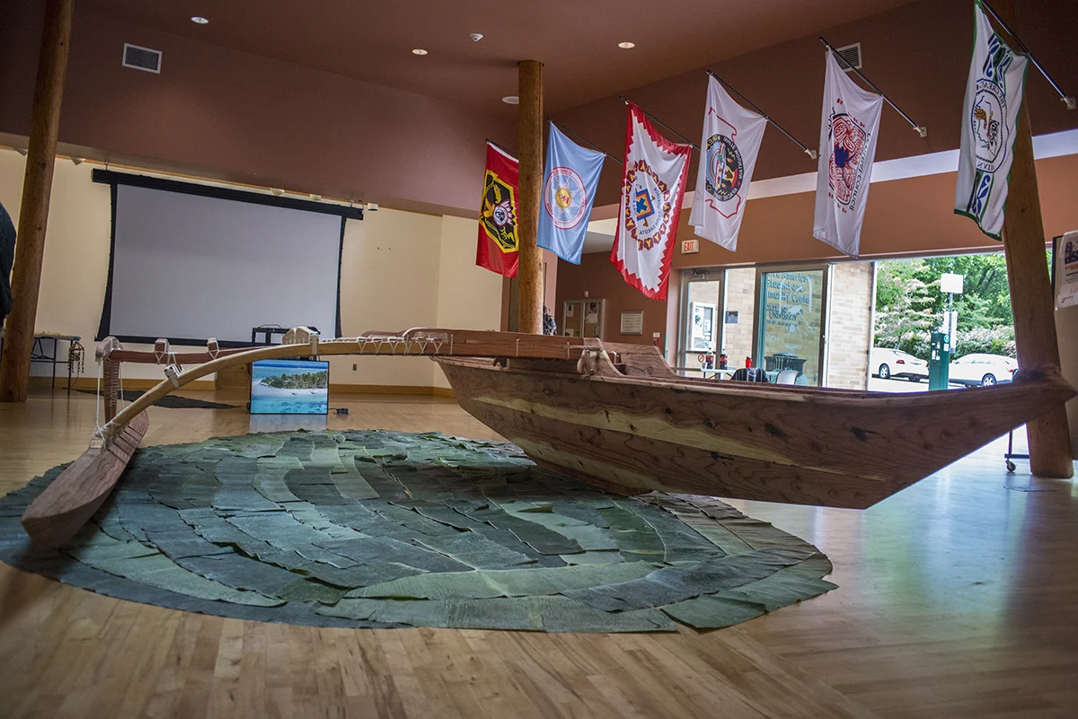 After nearly a year of working on the outrigger, it is finally displayed for the public at Portland State University. @Savannah Blake