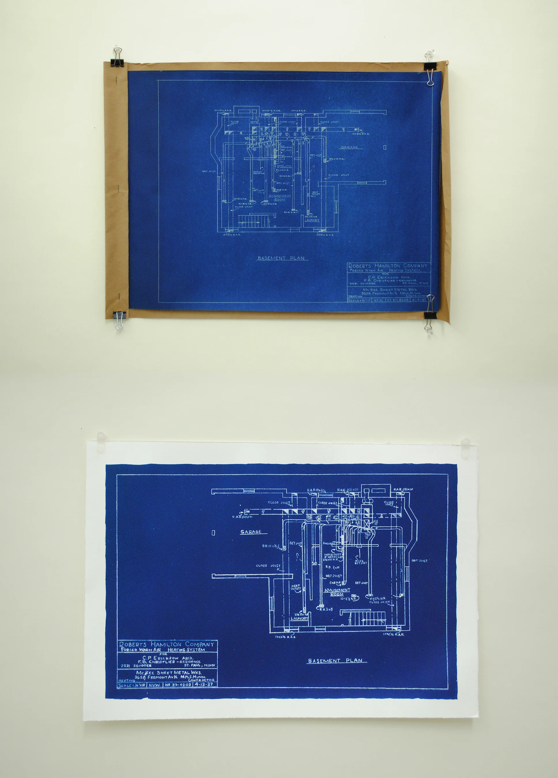 "Scudder Street," Lithograph, 20"x14" (original on top), 2016