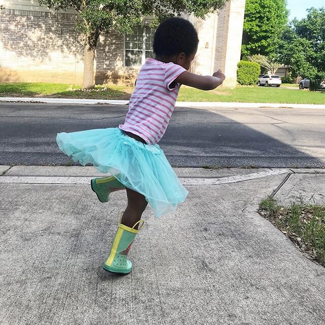 My favorite girl in her go to uniform of rain boots, a tutu and whatever tshirt I find in our clean laundry pile because folding clothes is for suckers. 😝 .
She is my sweet and sour, determined, affectionate, brave, persistent wild child. She is me 