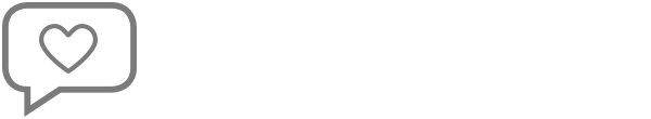 Speech bubble with heart icon.