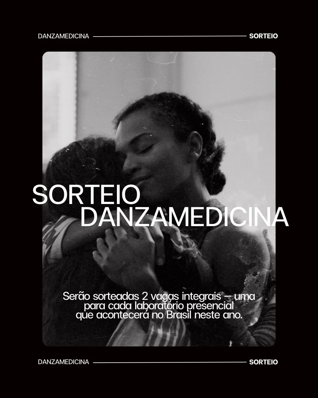 ✨ SORTEIO | DanzaMedicina Brasil 2026

Em 2026, temos previstos apenas dois trabalhos presenciais no Brasil: 

📍 Rio de Janeiro (11 e 12 de Abril) 
📍 Santa Catarina (2 e 3 de Mar&ccedil;o) 

E para celebrar nossos encontros abrimos um sorteio para 