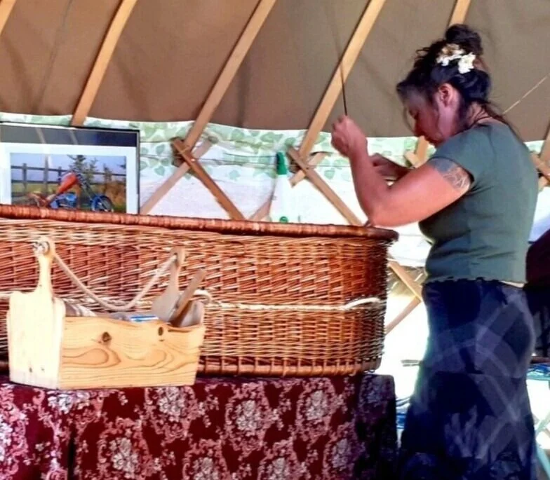 Cath at work on one of her willow creations