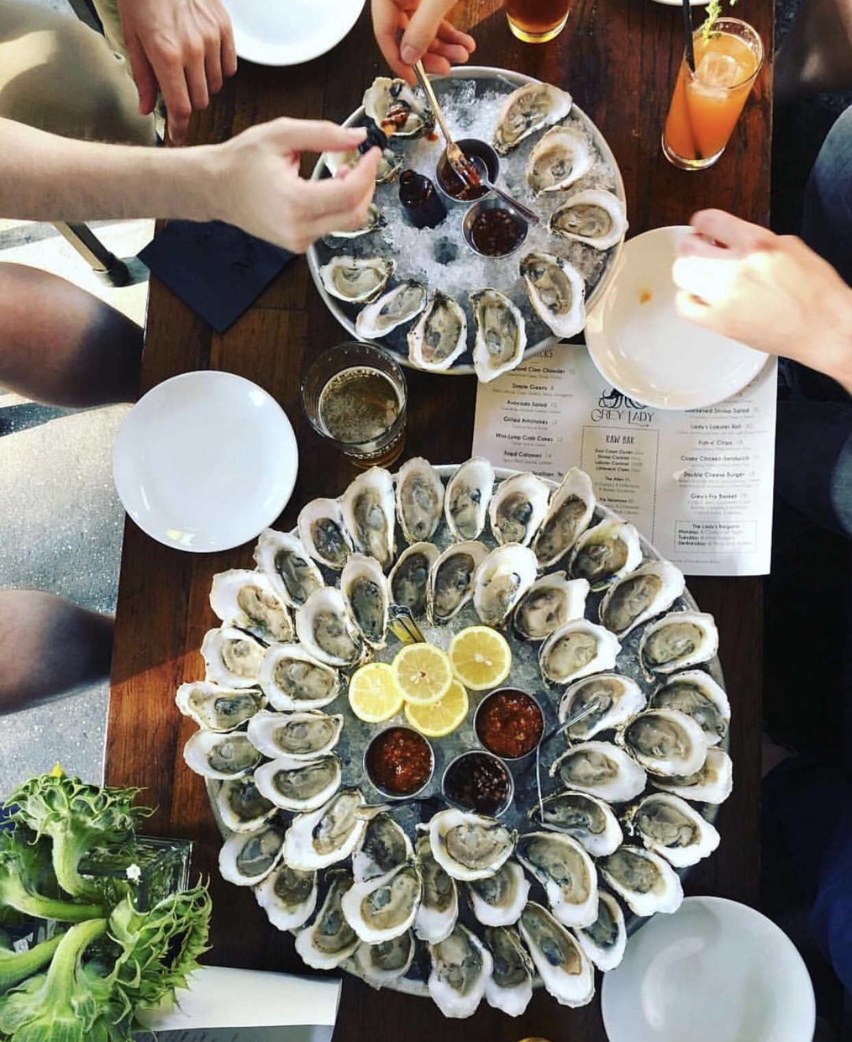 A Party at Grey Lady with oysters