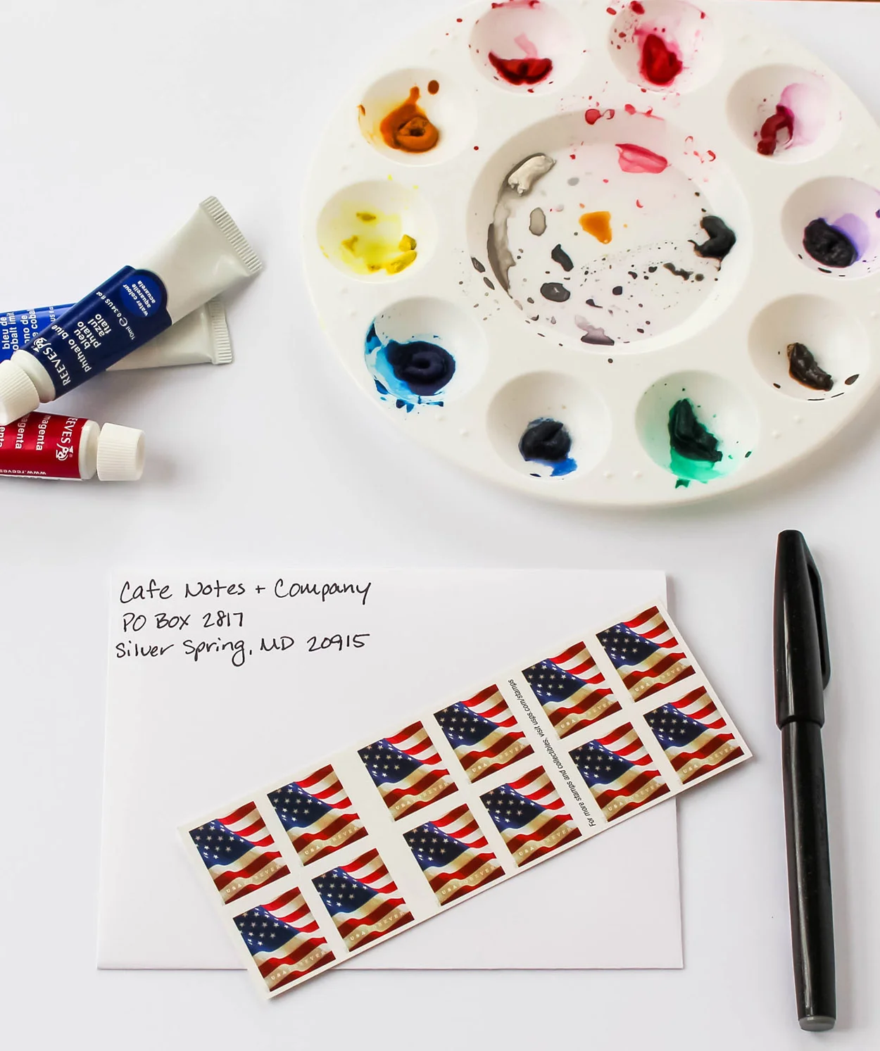 Cafe Notes + Company How To Never Miss an Important Date All Things Stamps - Paint Palette and Stamps.jpg