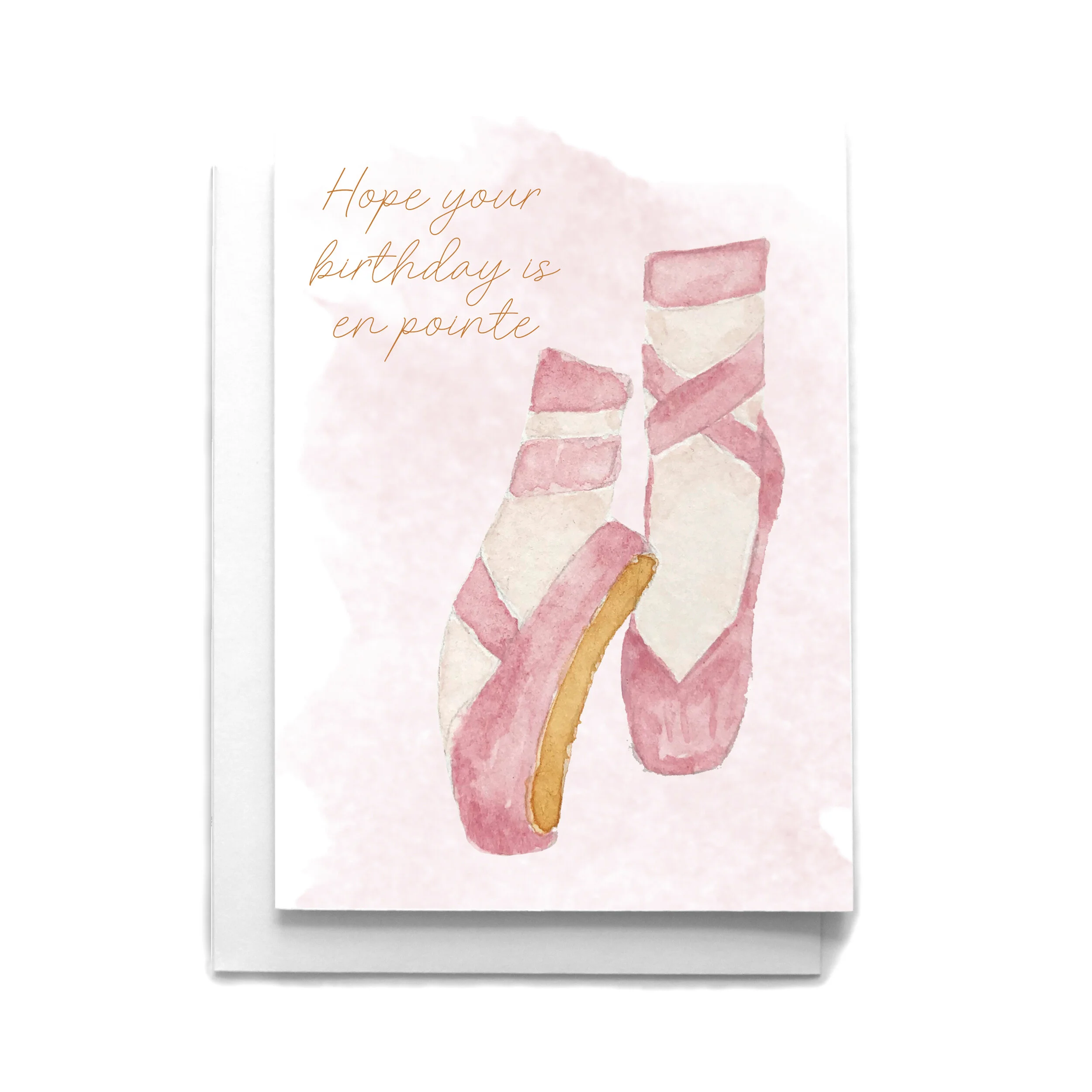 Ballerina En Pointe Shoes Birthday Greeting Card hand painted watercolor ballet card — Cafe