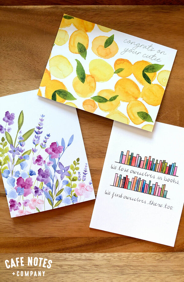 Sweeping Wildflowers Notecard Pack of 4: hand painted watercolor wildflower  blank note cards — Cafe Notes + Company