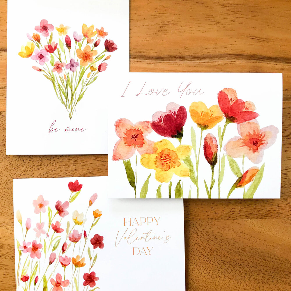 Floral Heart Watercolor Card - Handmade Weekly