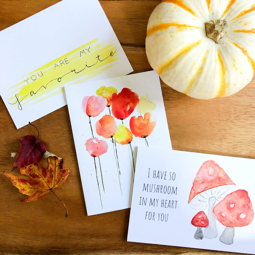 You Are My Favorite Love Greeting Card: hand painted yellow watercolor  blank card — Cafe Notes + Company