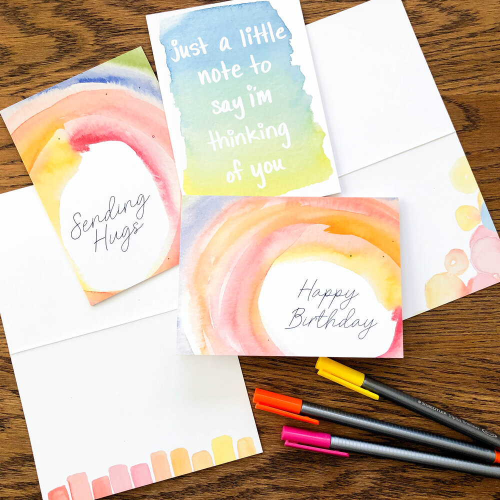 Summer Watercolour Rainbow Leaf Greeting Cards — Sum of their Stories Craft  Blog