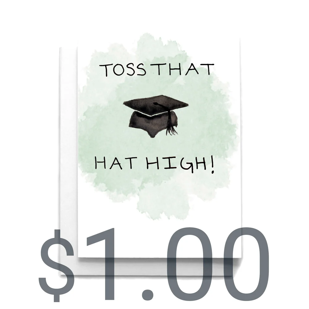 Toss That Hat High Graduation Greeting Card: hand painted watercolor grad  cap congrats card — Cafe Notes + Company