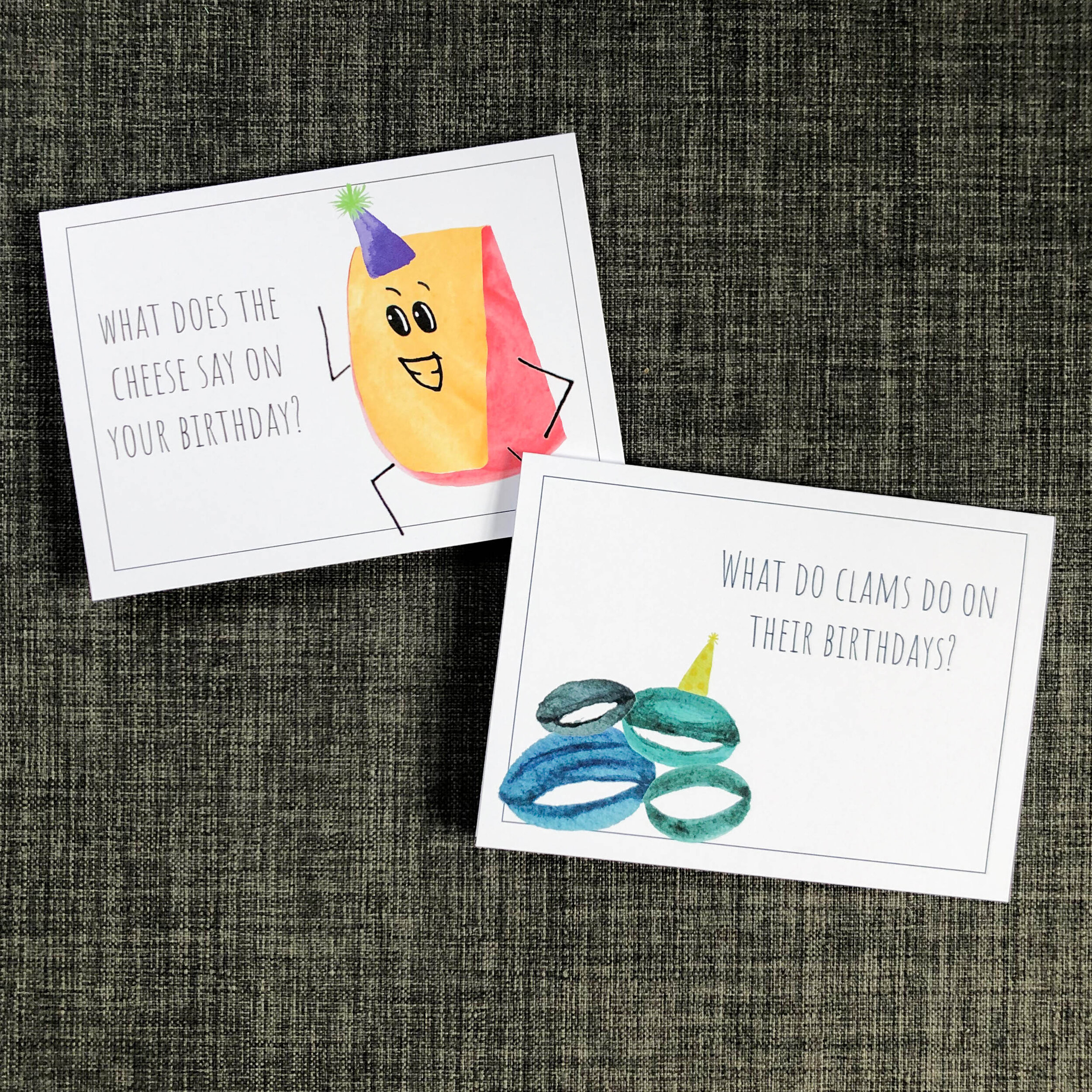 Cheese Joke Birthday Greeting Card hand painted watercolor gouda pun birthday card — Cafe Notes