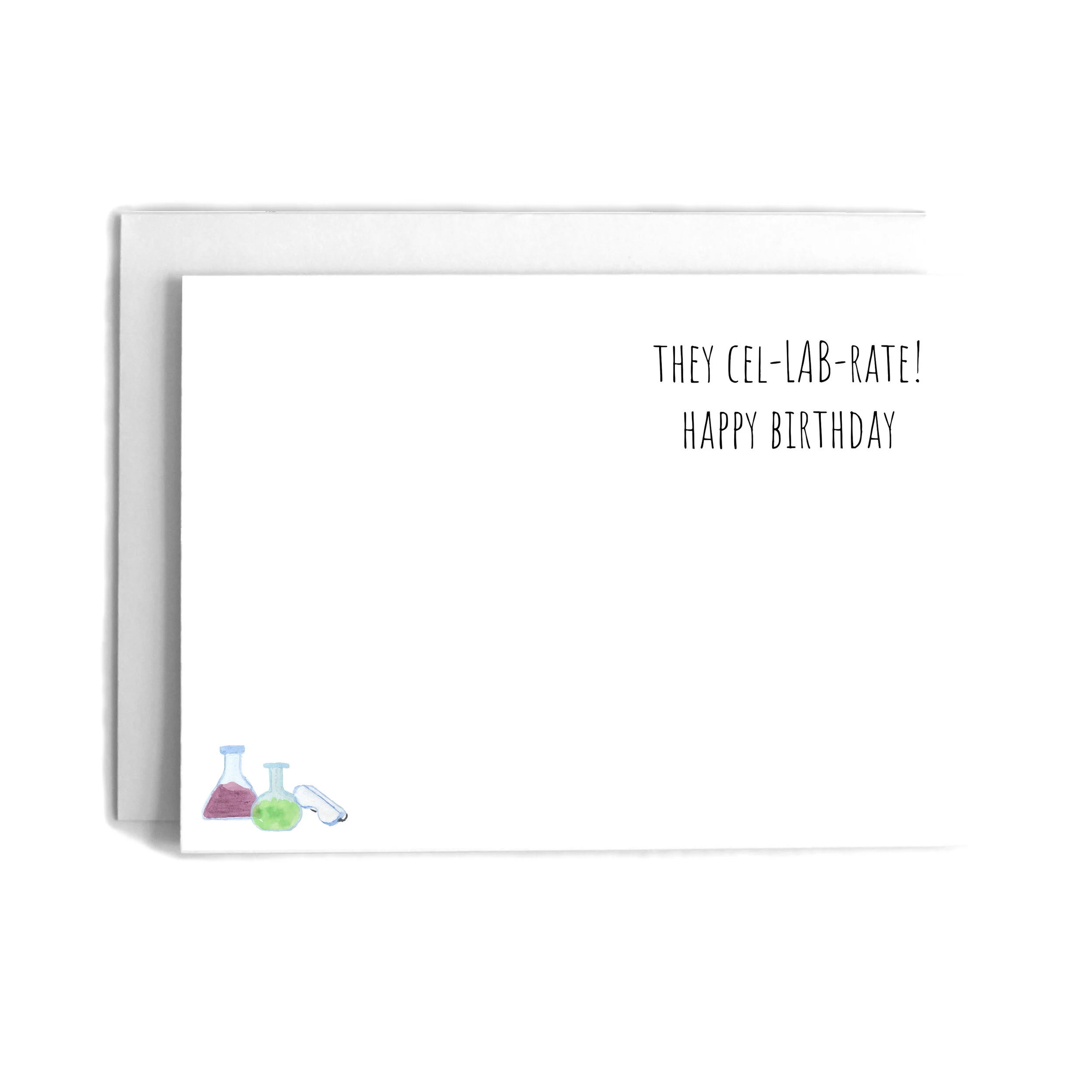 Scientist Pun Birthday Greeting Card hand painted watercolor science