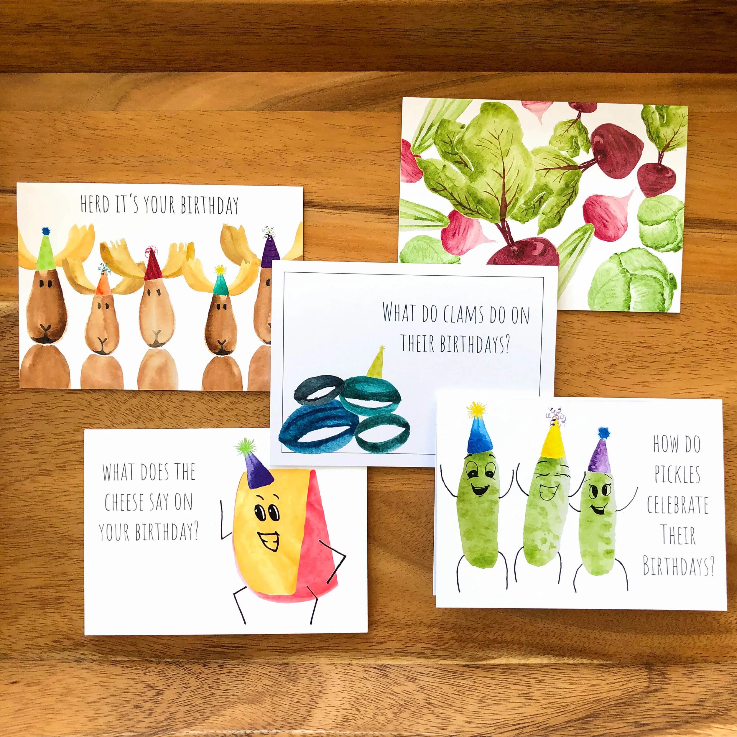 Cheese Joke Birthday Greeting Card hand painted watercolor gouda pun birthday card — Cafe Notes