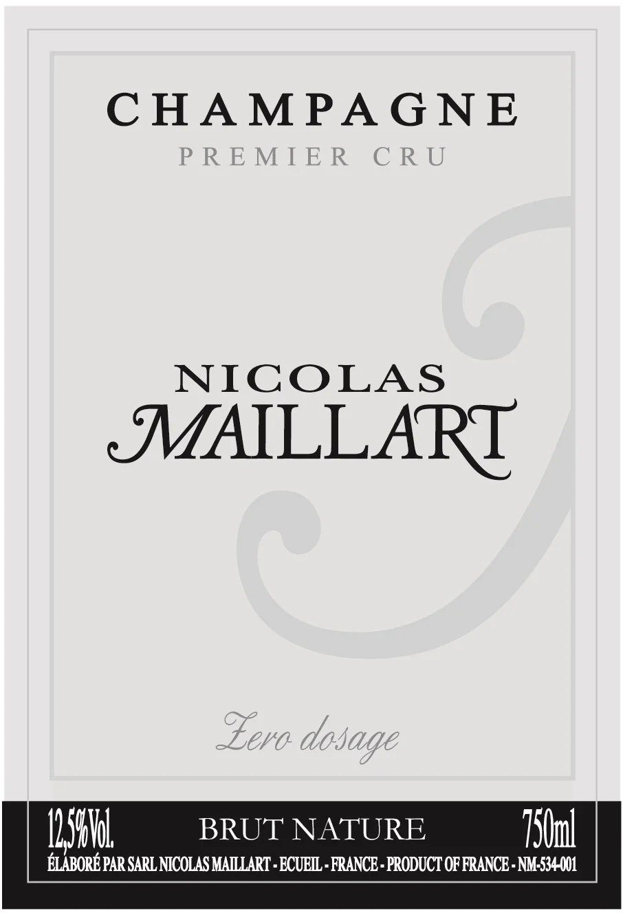 Champagne Premier Cru Brut Nature (Zero Dosage) NV