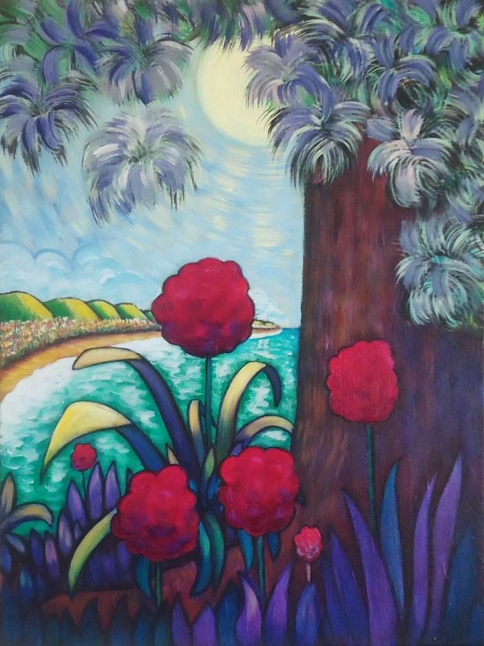 262 Red Flowers and Tree.JPG