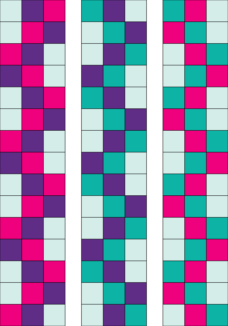 Step by step quilt top design process - Braided 9 Patch - Collapse columns so there is no space between the blocks. Repeat the first row at the bottom.