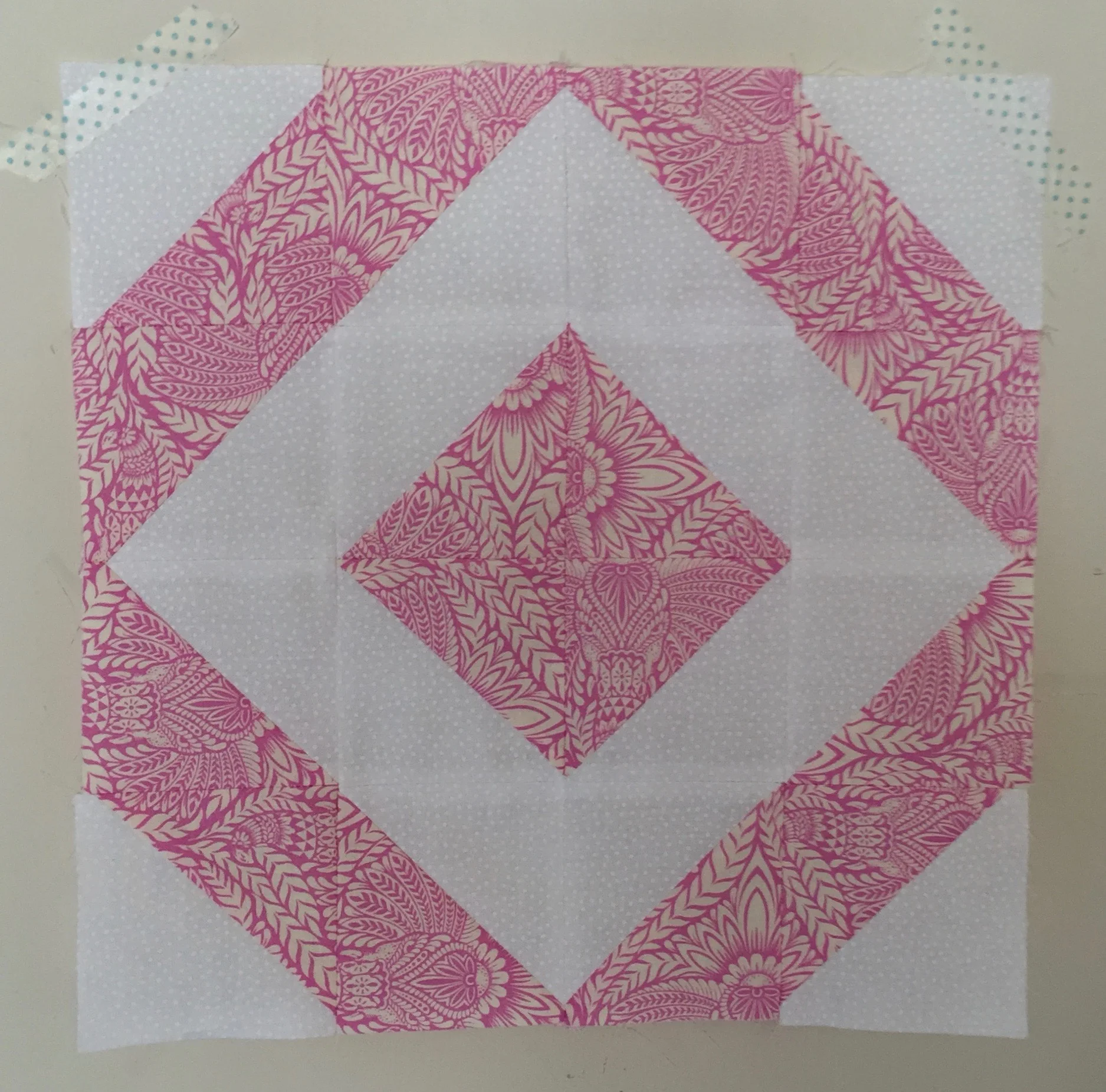 Fancy Stripe Half Square Triangle Quilt Block