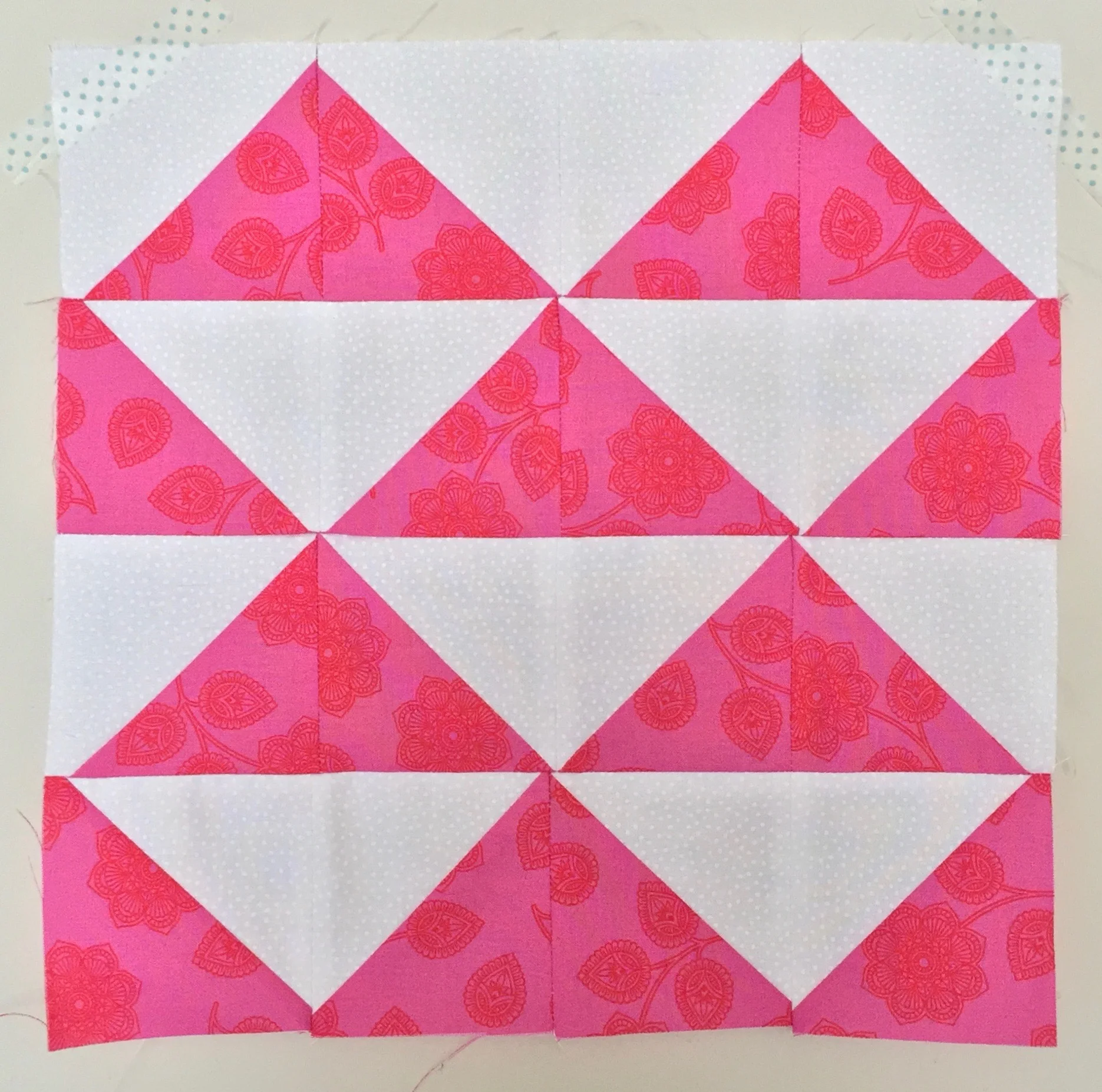 Stacked Pyramids (Flying Geese variation) Half Square Triangle Quilt Block