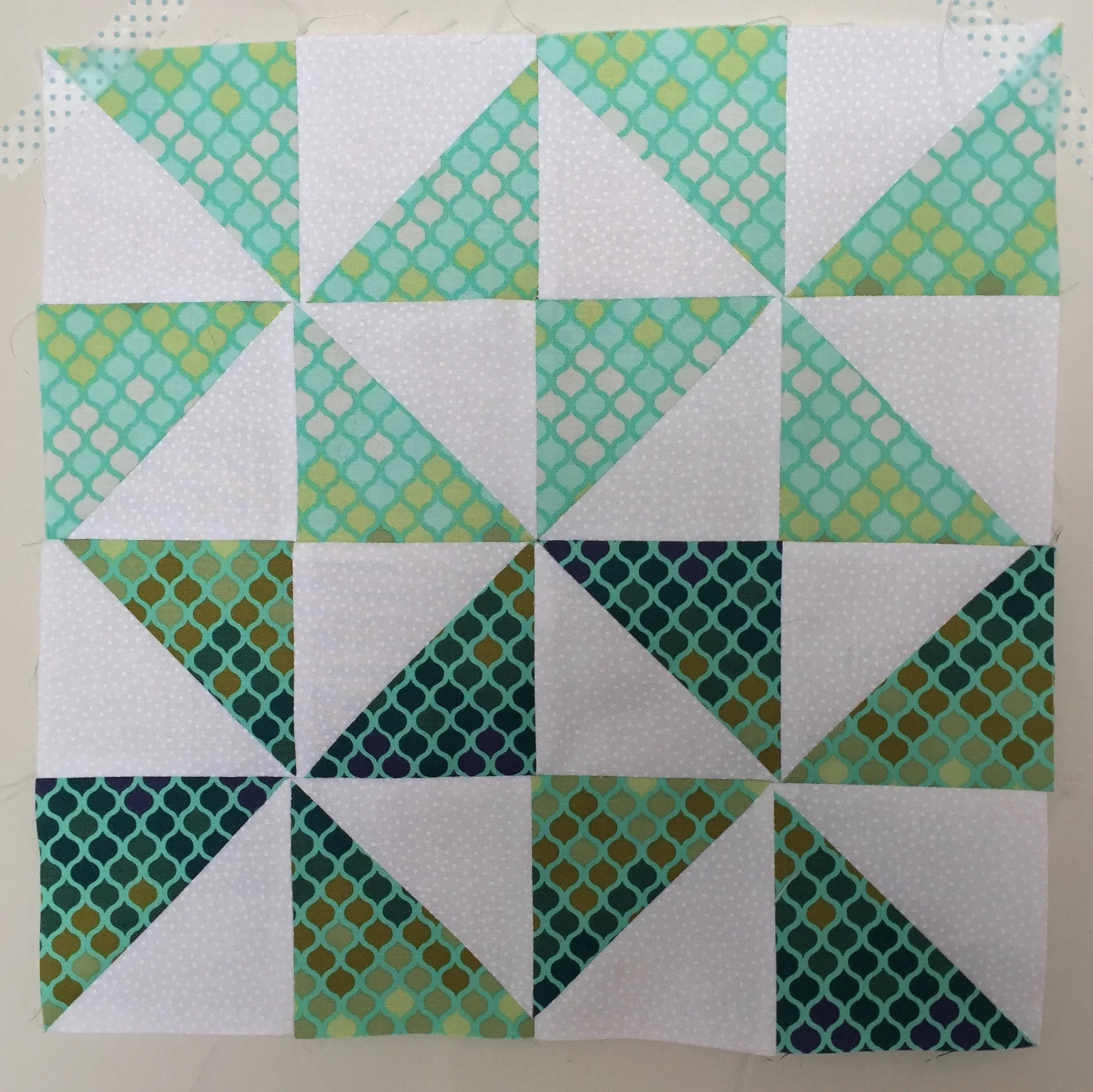 Broken Dishes (variation) Half Square Triangle Quilt Block
