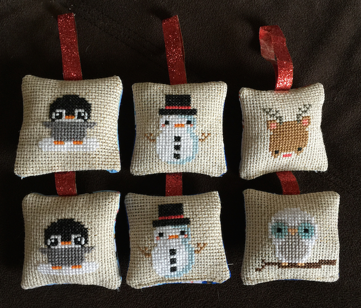 cross stitch Christmas ornaments