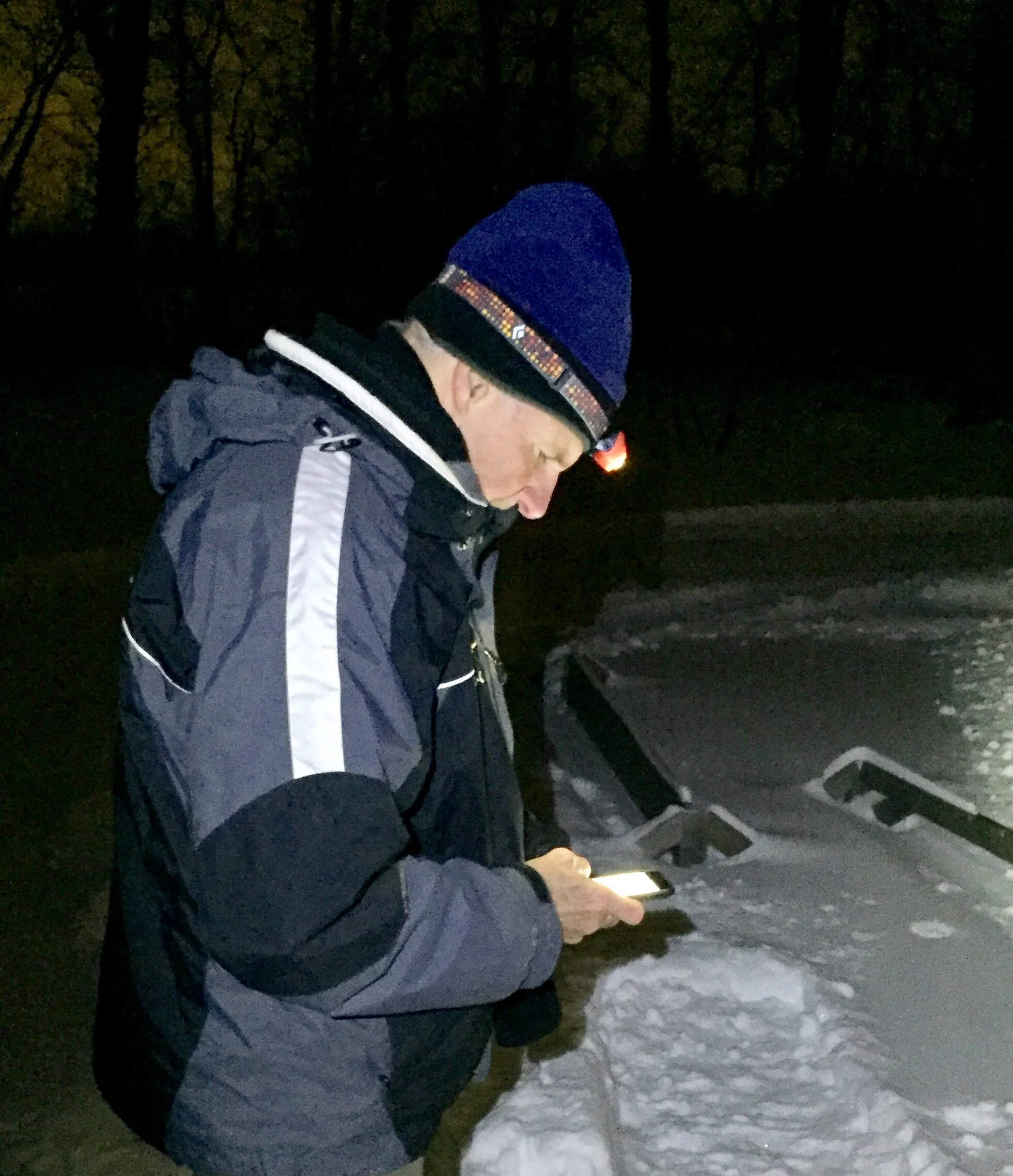Volunteer coordinator, John Kenney schedules the weekend grooming crews right from the trail head.