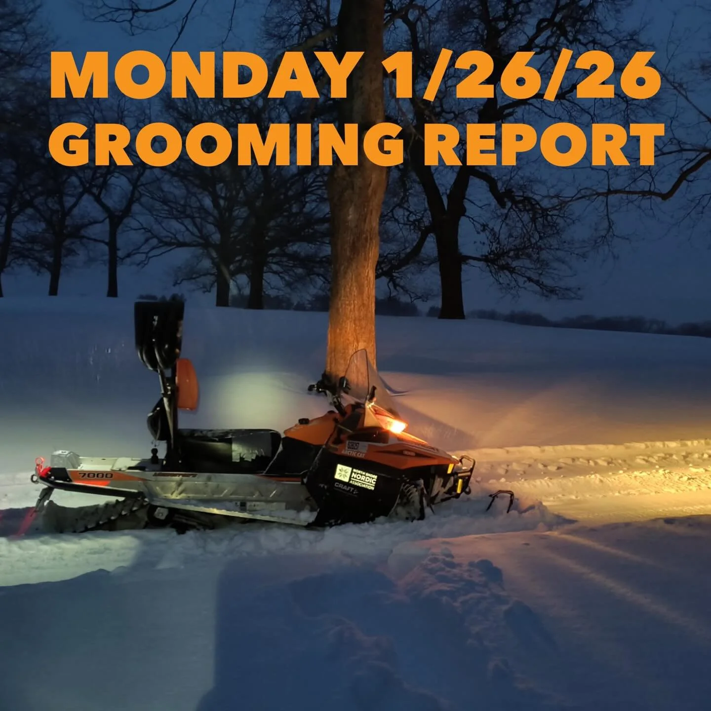 The good news is that&hellip;Grooming is Underway! ❄️🤙❄️👍❄️

The Grassrides Lot is plowed!👍

The bad news is that we&rsquo;re grooming sugar - it is not yet consolidating to a firm surface. 

Groomer Dan started out before 5 AM this morning. Groom