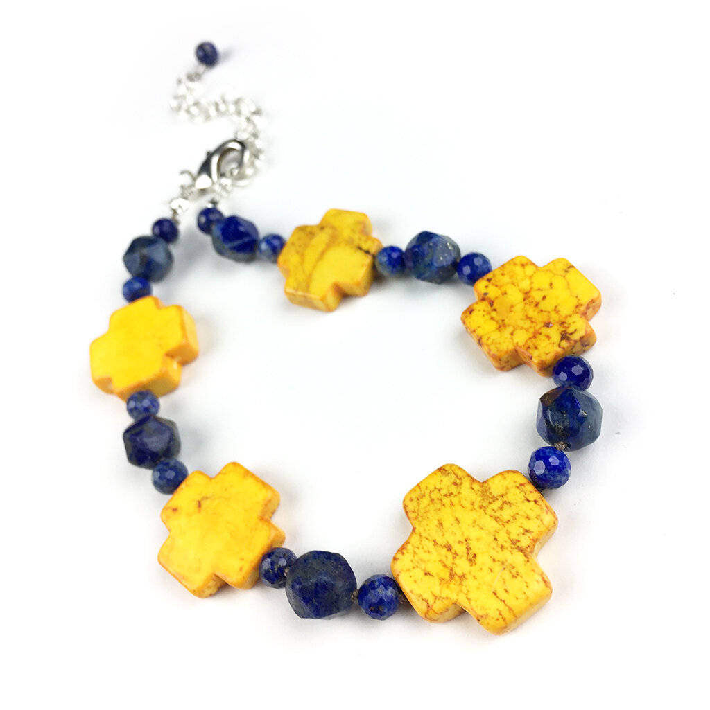 Five Elements Choker . Lapis Lazuli + Yellow Turquoise