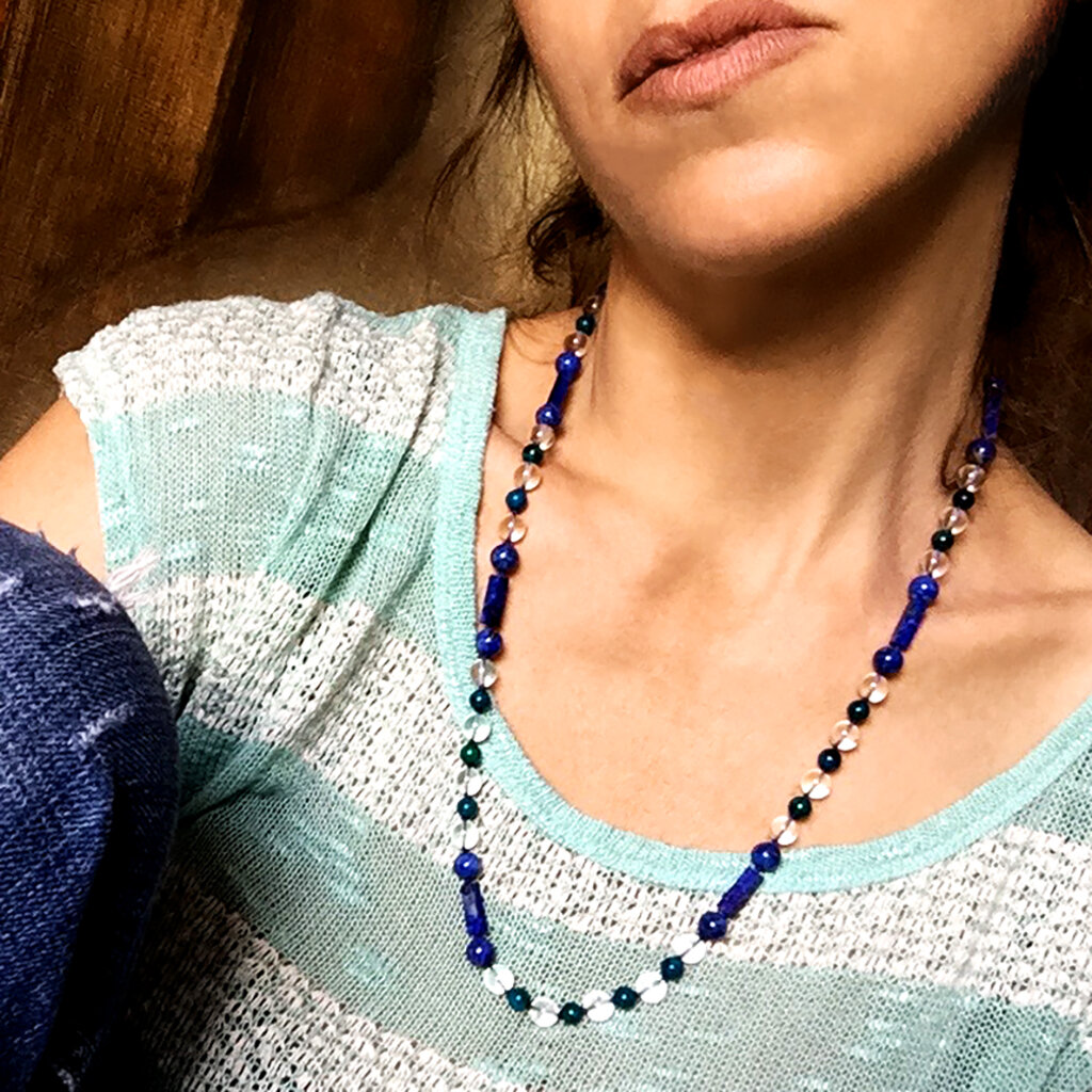 Clarity Necklace . Lapis Lazuli + Clear Quartz + Azurite