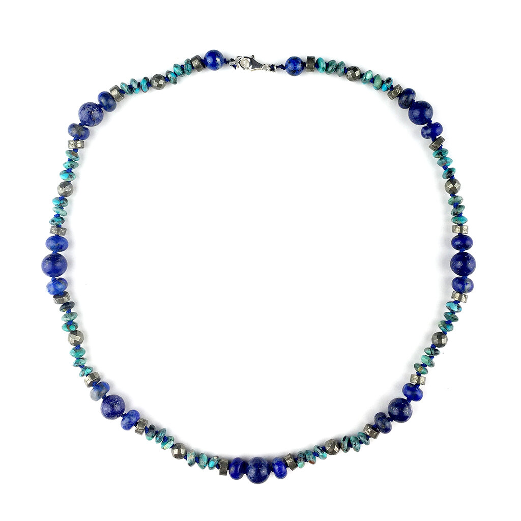 Virtus Necklace . Lapis Lazuli + Pyrite + Turquoise