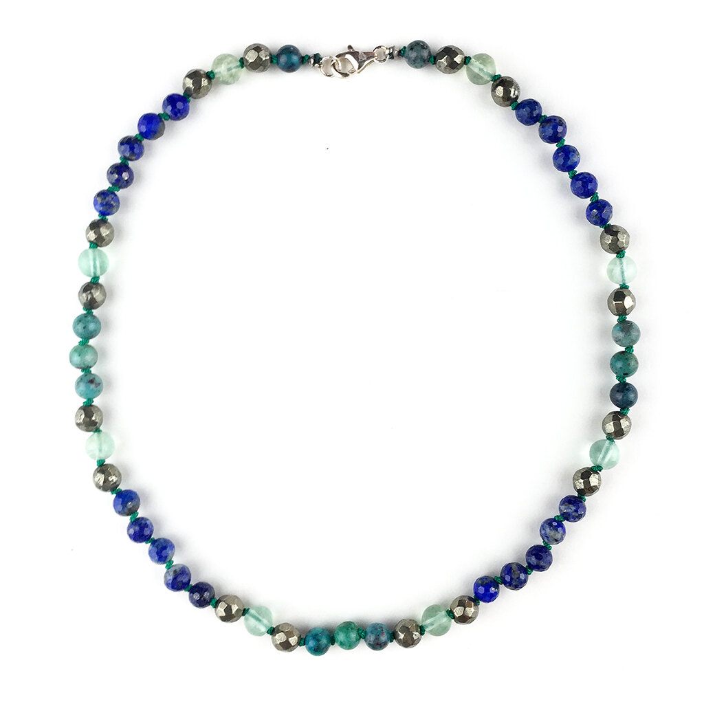Veritas Collar . Lapis Lazuli + Pyrite + Chrysocolla + Fluorite