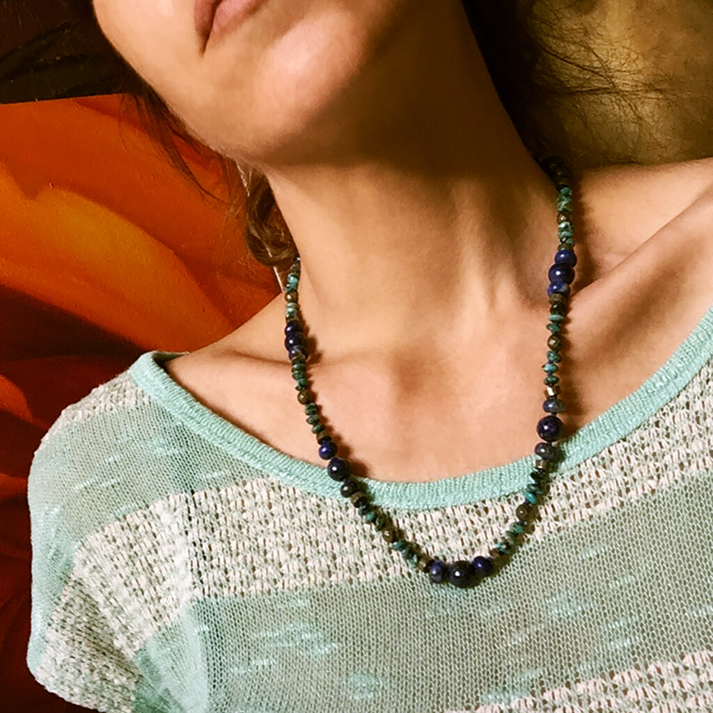 Virtus Necklace . Lapis Lazuli + Pyrite + Turquoise