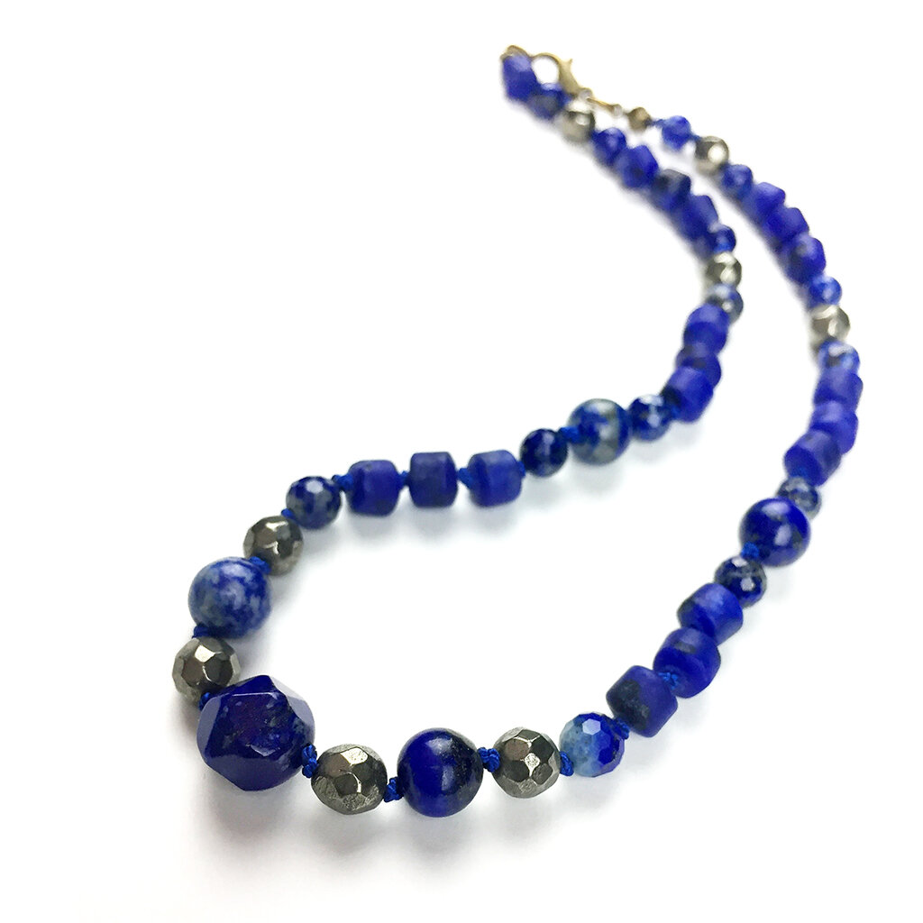 Keystone Collar . Lapis Lazuli + Pyrite