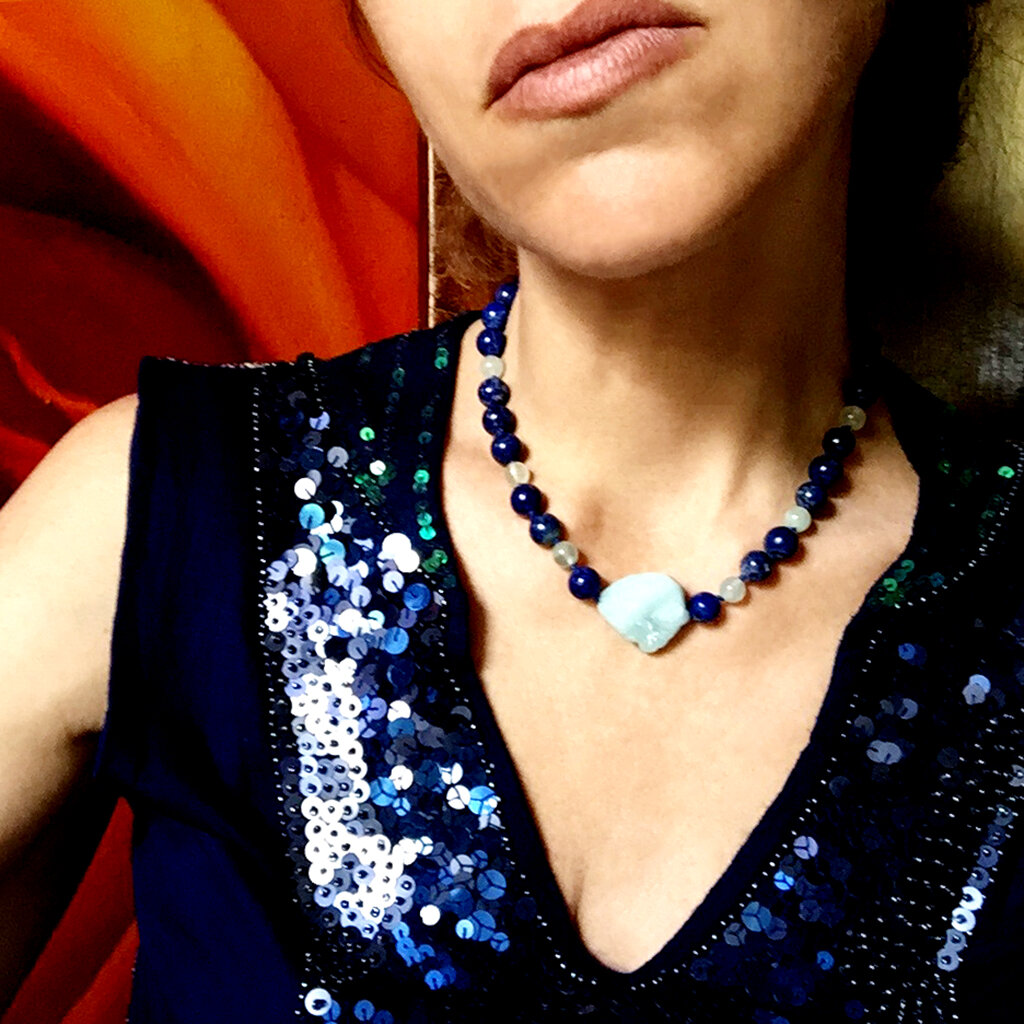 A Mare Mio Collar . Lapis Lazuli + Aquamarine