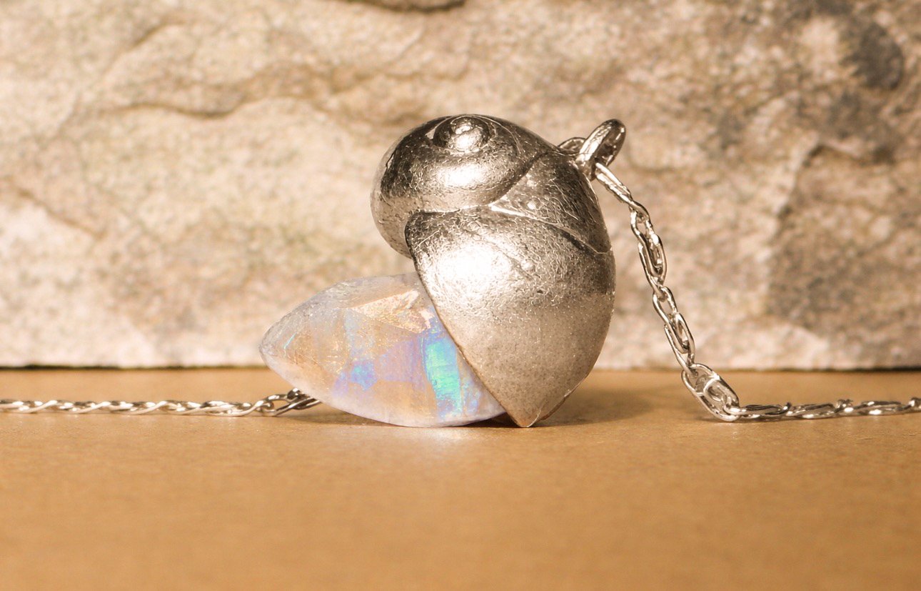 Moonstone Creature Necklace | Silver