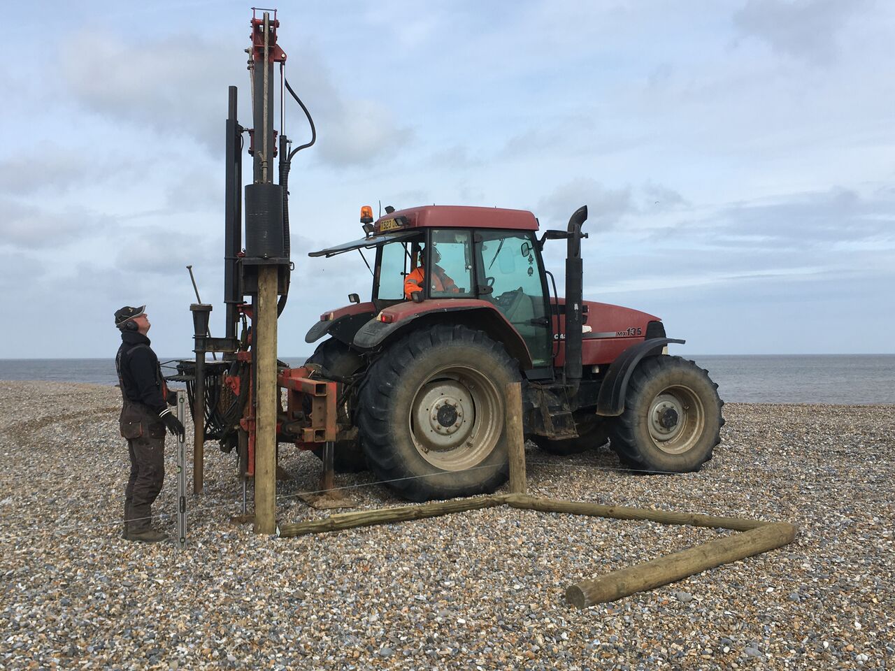 Getting machinery onto the beach was the first challenge
