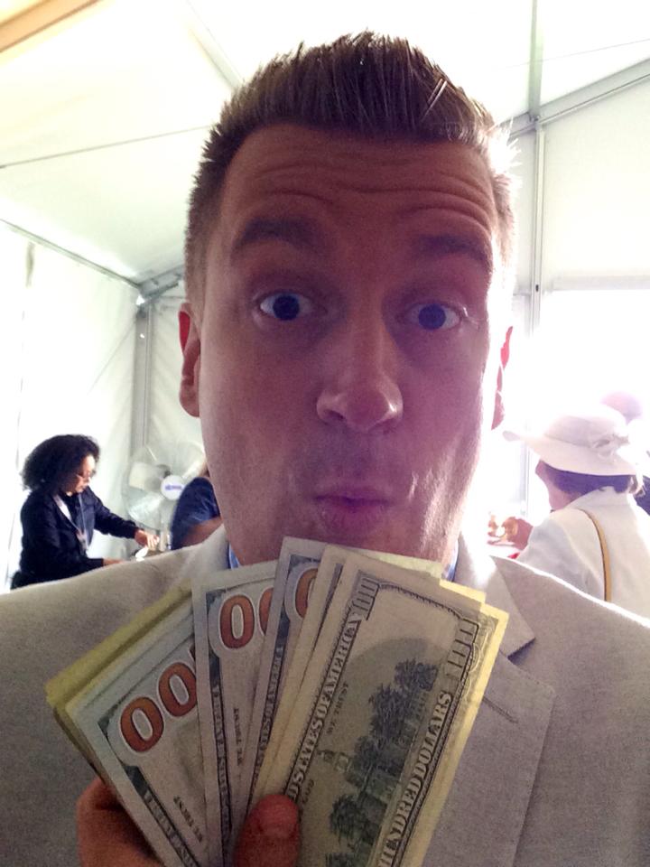 "Money flows to me in expected and unexpected ways"-- This was me winning at a trip to the Preakness in 2014. More of this please!