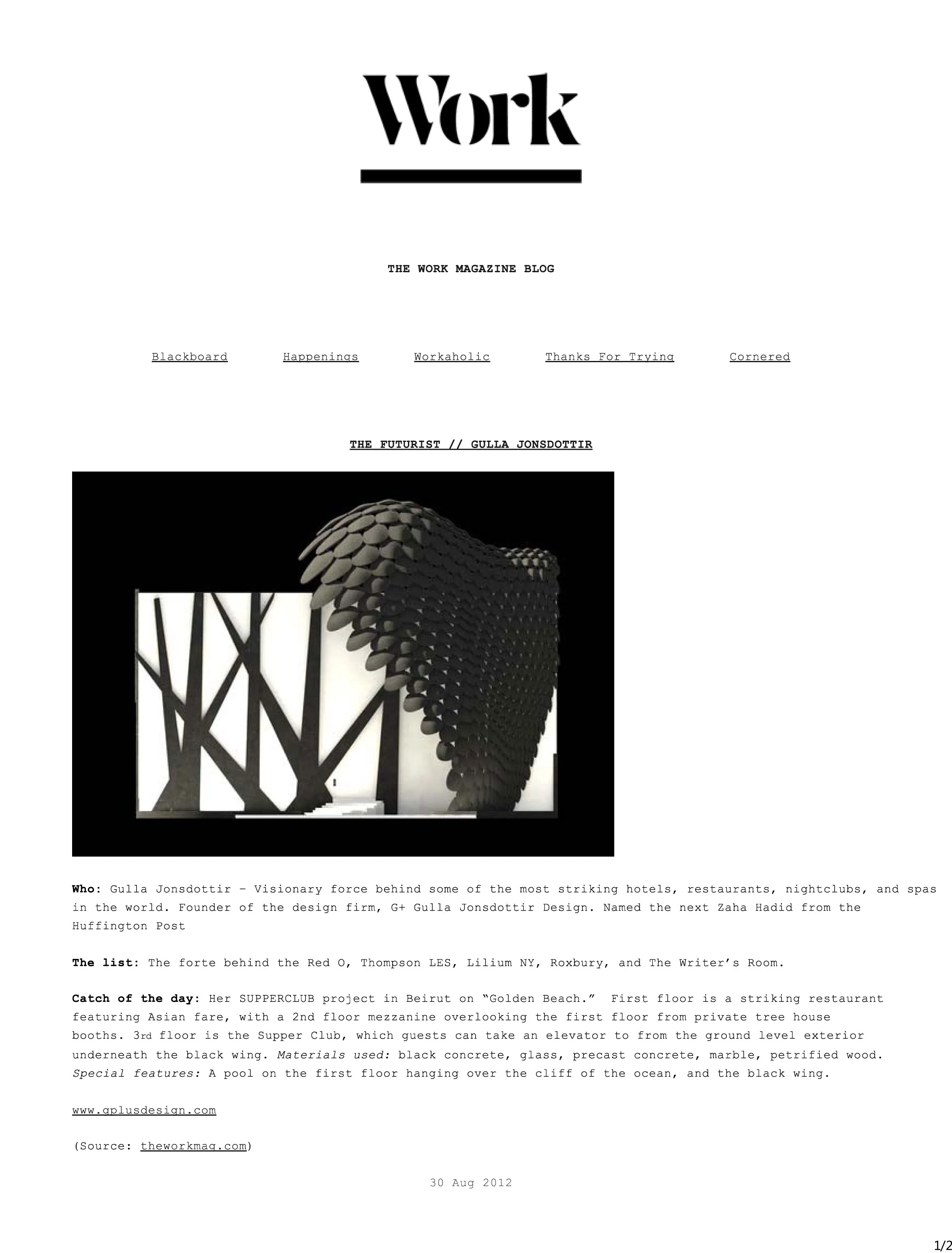   THE WORK MAGAZINE  AUGUST 2012 