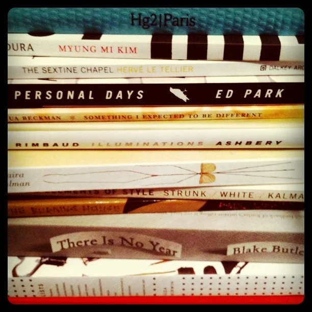 nyc travelogue: reckless abandon booklist
I promised reckless abandon in book-shopping on my trip & I did the best I could. Here’s the list of what I brought back. This should take me a while.
A Hedonist’s Guide to Paris, Sophie Dening
Dura , Myung Mi Kim
The Sextine Chapel , Herve Le Tellier
Personal Days , Ed Park
Something I Expected to Be Different , Joshua Beckman
Illuminations , Arthur Rimbaud, translated by John Ashberry
The Principles of Uncertainty , Maira Kalman
The Elements of Style (illustrated), Strunk, White, Kalman
The Burning House , Paul Lisicky
There Is No Year , Blake Butler
<Exhibit Catalog> Lists: To-dos, Illustrated Inventories, Collected Thoughts and Other Artists’ Enumerations from the Smithsonian Archives of American Art , Liza Kirwin
<Exhibit Catalog> Maira Kalman, Various Illuminations (of a Crazy World) , Ingrid Schaffner
<Exhibit Catalog> Collecting Matisse and Modern Masters: The Cone Sisters of Baltimore , Karen Levitov
The Sweet Life in Paris: Delicious Adventures in the World’s Most Glorious - and Perplexing - City , David Lebovitz
See A Little Light: The Trail of Rage and Melody , Bob Mould