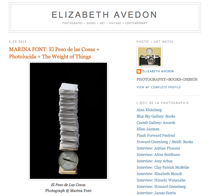For the full feature go to : http://elizabethavedon.blogspot.it/2015/05/marina-font-el-peso-de-las-cosas.html