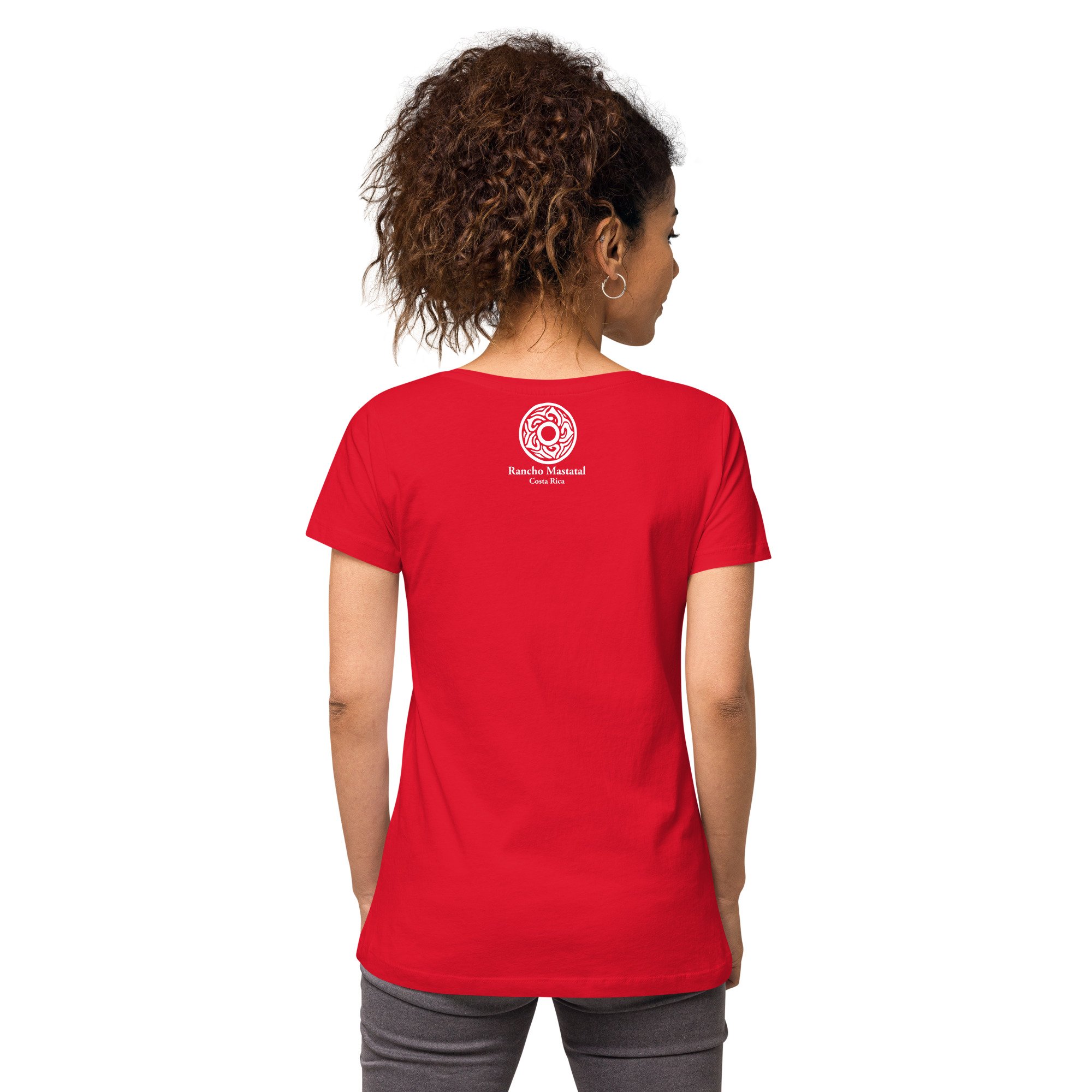Women’s Fitted V-Neck T-Shirt Hummingbird Rancho Mastatal