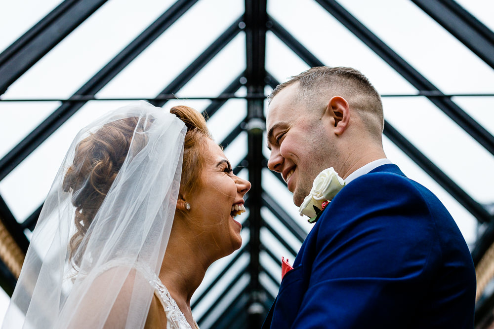 Worsley Marriot wedding photographers, Cheryl & Rob Laughing.