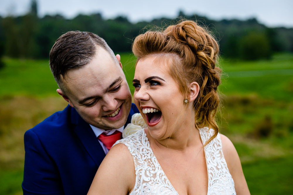 Cheryl & Rob laugh together, Worsley Wedding Photographers