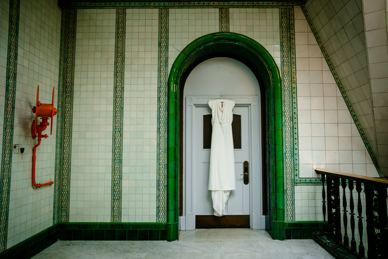 A Case of the Curious Bride wedding dress at the Principal Hotel in Manchester ahead of a Chorlton wedding.